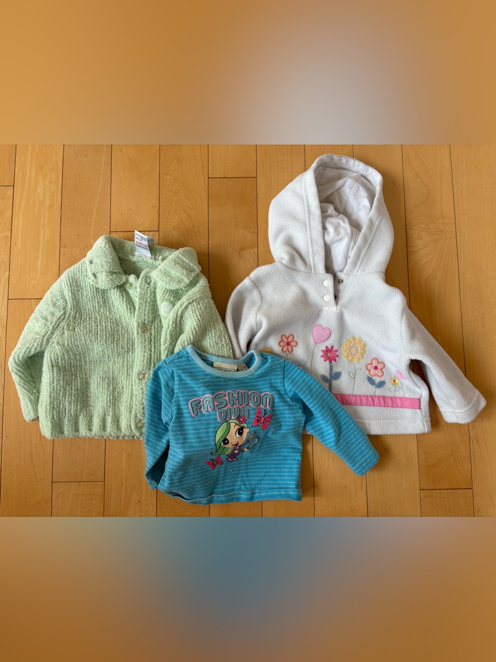 Vintage Y2K 9 Mo Lot: 2 Sweater Jackets and 1 Long Sleeve Sesame Beginnings